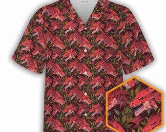Tropical Red Dragon | DnD Button-Up Hawaiian Shirt
