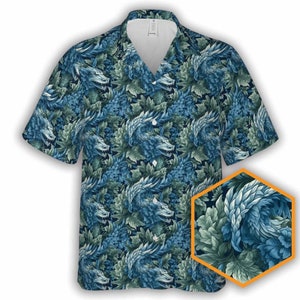 Blue Dragon Floral | DnD Button-Up Hawaiian Shirt