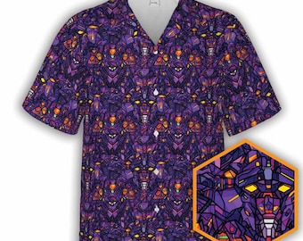 Stained Glass Mecha | Sci-fi Button-Up Hawaiian Shirt