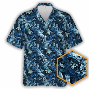Blue Dragon Floral | DnD Button-Up Hawaiian Shirt