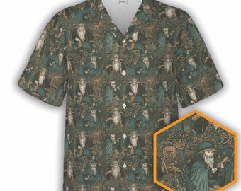 Camisa hawaiana de mago / Camisa de botones para juegos de rol D&D