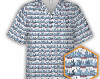 Frozen Mountains | Stripes Button-Up Hawaiian Shirt