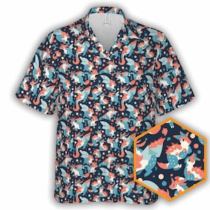 Dragon Pattern | RPG Dnd Game, Dnd Shirt, Dnd Hawaiian Shirt, Dnd Button Up, Dnd Button Down, Dnd Gifts, Dungeon Master Gifts