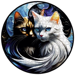 High Quality Jigsaw Wooden Puzzle for Adault - Ying Yang Cats