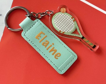 Personalized Tennis Keychain, Cute Tennis Keyring, Keychain for Sports Bag, Keychain for School Bag, Custom Tennis Gift