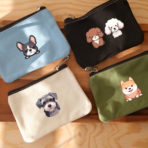 Personalized Dog Canvas Coin Bag | Custom Mini Coin purse | Personalized Canvas Card Pouch | Small Zipper Pouch | Gift for Dog Mom