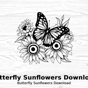 Seja criativo com nosso download digital SVG de borboletas e girassóis: perfeito para projetos DIY | Flor svg, jpeg, png, svg, dxf, eps, pdf
