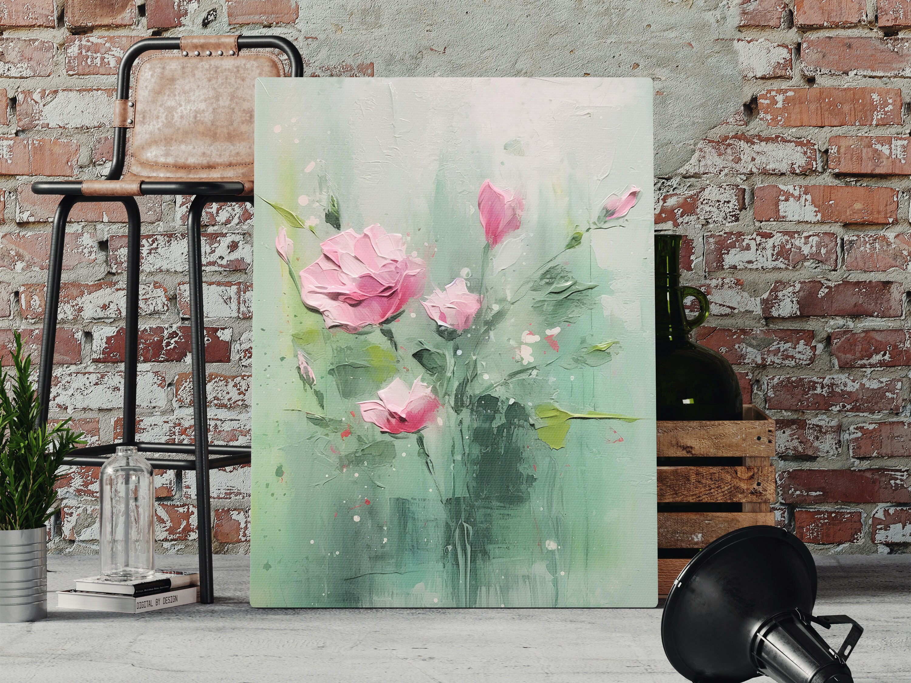 Sage Green Floral Wall Art Modern Abstract Minimalist Etsy