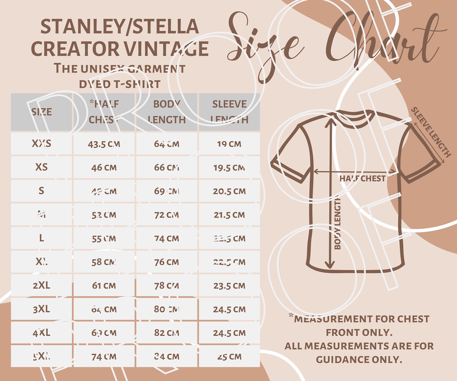 Stanleystella Creator Vintage STTU831 Sizing Chart, Unisex T-shirt Size ...
