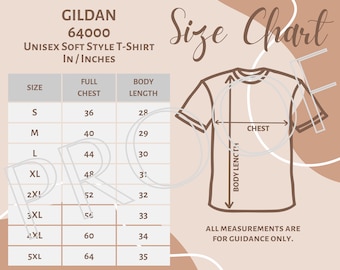 Gildan 5000 Sizing Chart, Unisex Heavy Cotton T-shirt Size Guide