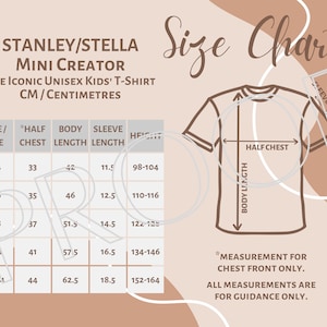 Stanley/Stella Mini Creator STTK909 Sizing Chart, Kids T-Shirt Size Guide, Digital Download, Downloadable Digital Sizing Guide