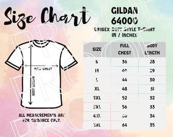 Gildan 5000 Sizing Chart, Unisex Heavy Cotton T-shirt Size Guide