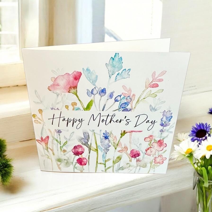 Happy Mother’s Day Card – Wildflowers, Unique Fine Art Cards, Sending love to Mommy Present, Mom, Mum, Muttertag, Gift for her, Mothersday