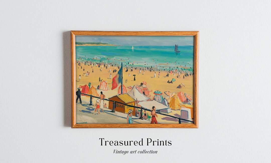Vintage Beach Painting Vintage Beach Print Beach PRINTABLE Digital