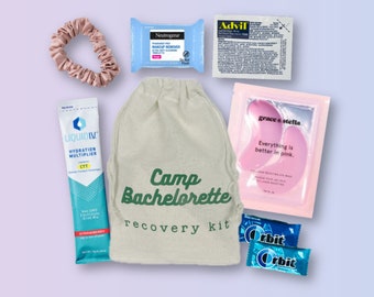 Custom Camp Bachelorette Hangover and Recovery Kit, Camp Themed Bachelorette Favors