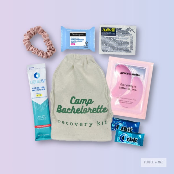 Custom Camp Bachelorette Hangover and Recovery Kit, Camp Themed Bachelorette Favors