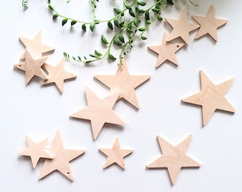 Wooden stars 20 set, Babyzimmer Dekor, Nursery Decoration, Kinderzimmer Dekoration, Holzsterne an der Wand, Wall stars decor,