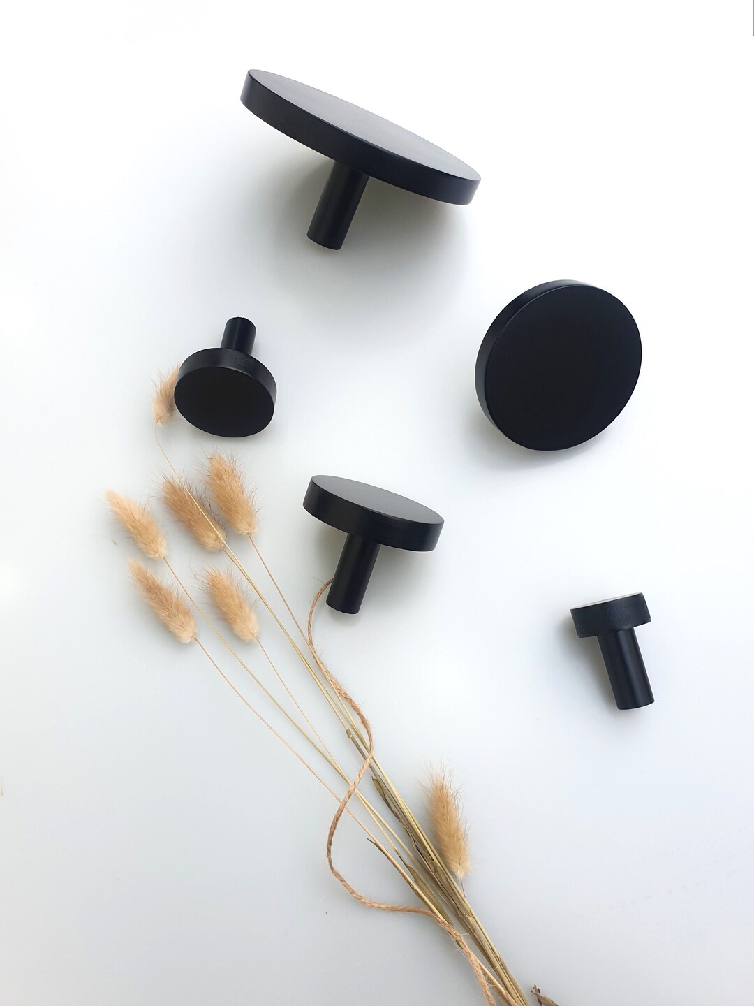 Set of 5, Nordic Black Hooks, Design Polka Dot Wall Hooks, Bedroom