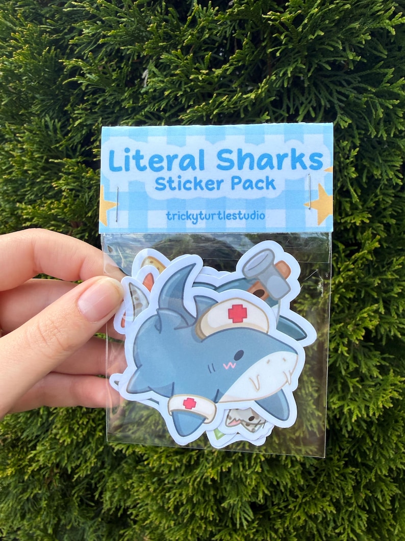Literal Shark Set // 6-Piece Sticker Pack zdjęcie 2