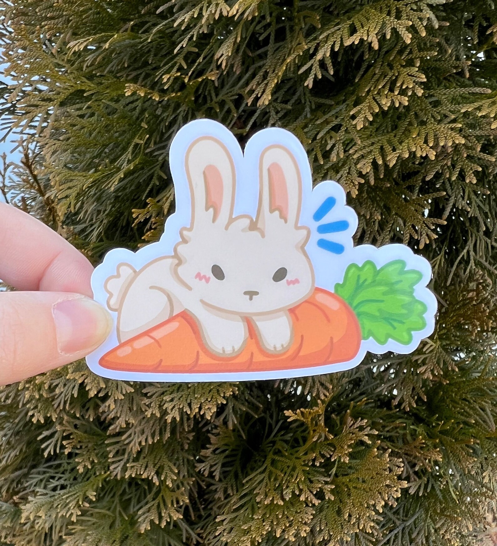 Bunny With a Carrot Sticker - Etsy