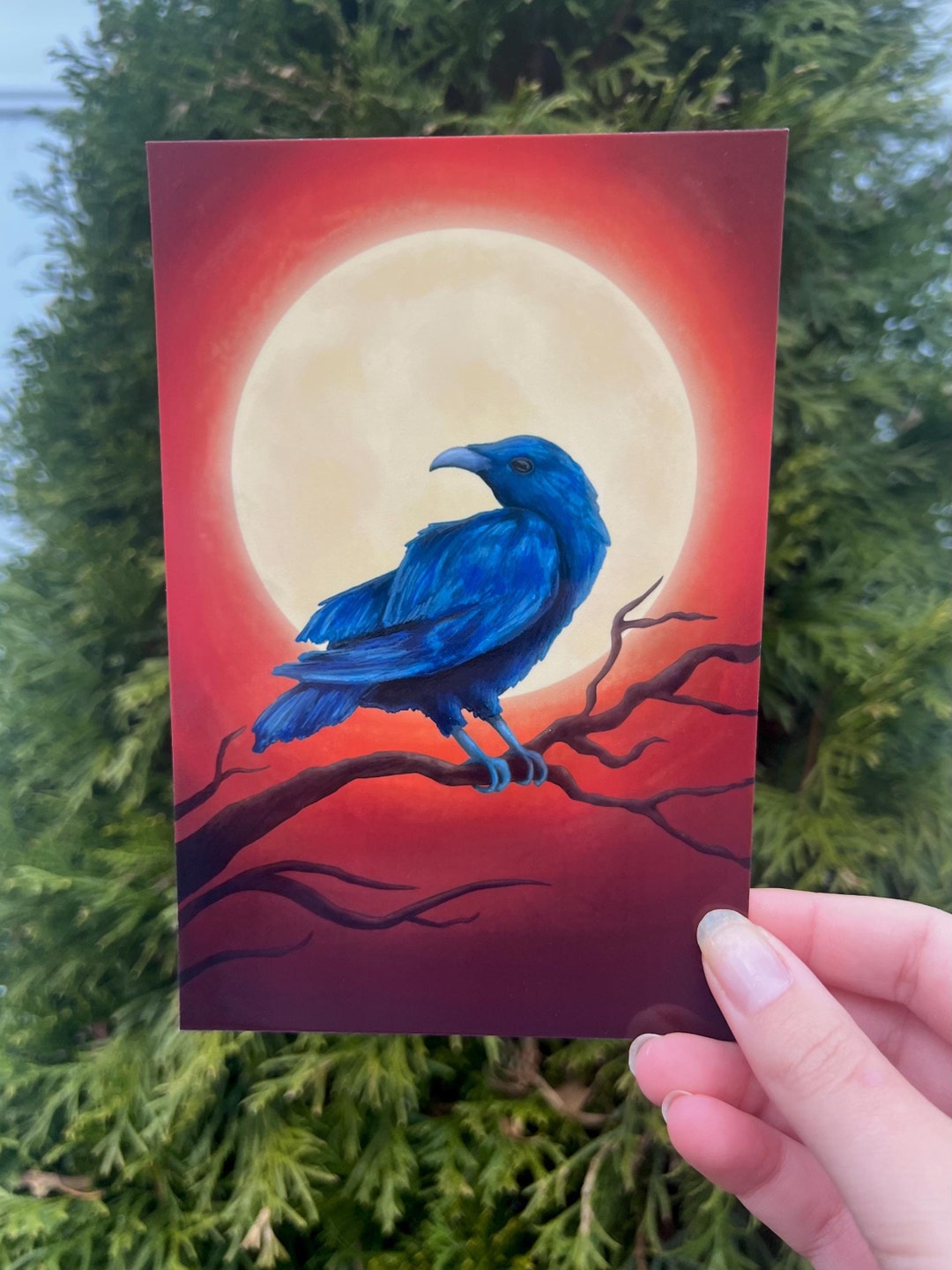 Spooky Crow Postcard 6x4 Mini Art Print - Etsy