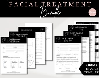 Gesichtsbehandlungsformulare, Kosmetikerformulare, Hautpflege-Einwilligungsformulare, Gesichtskonsultationsformular, Schönheitssalon-Formulare