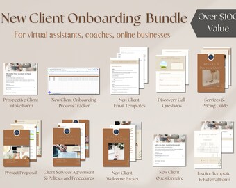Neues Kunden-Onboarding-Bundle, Kunden-Onboarding-Vorlagenpaket, Vertrag für den virtuellen Assistenten, Kunden-Onboard-Bundle, Coaching-Vorlagen,