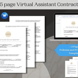 Virtual assistant contract, virtual assistant contract template, virtual assistant templates, Editable Virtual Assistant Contract Template