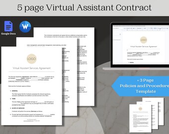 Vertrag für virtuelle Assistentin, Vertragsvorlage für virtuelle Assistentin, Vorlagen für virtuelle Assistentin, bearbeitbare Vertragsvorlage für virtuelle Assistentin
