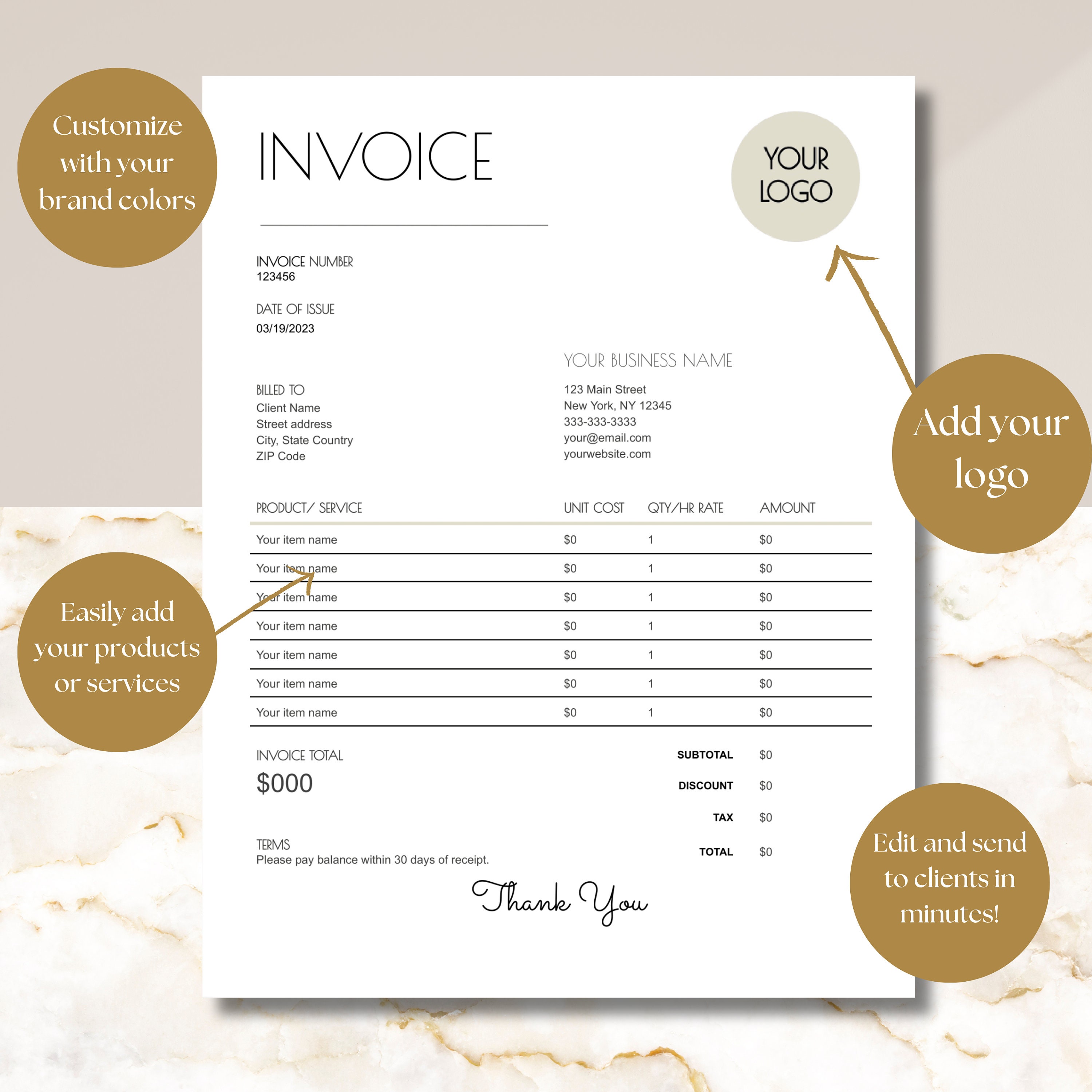 Invoice Template Word, Invoice Template for Small Business, Invoice