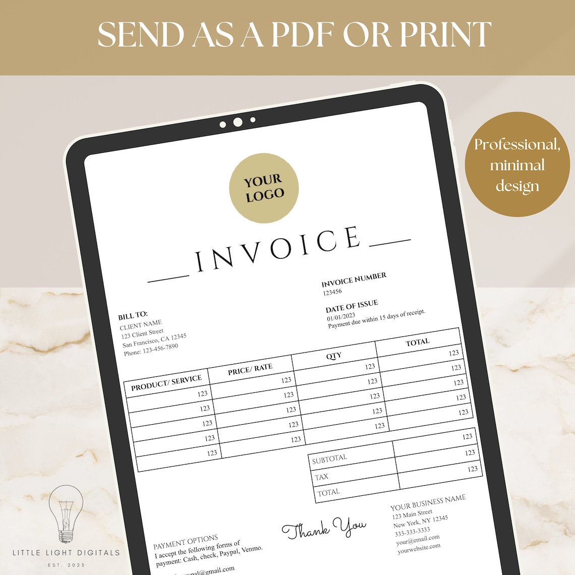 Invoice Template Word, Invoice Template for Small Business, Invoice ...