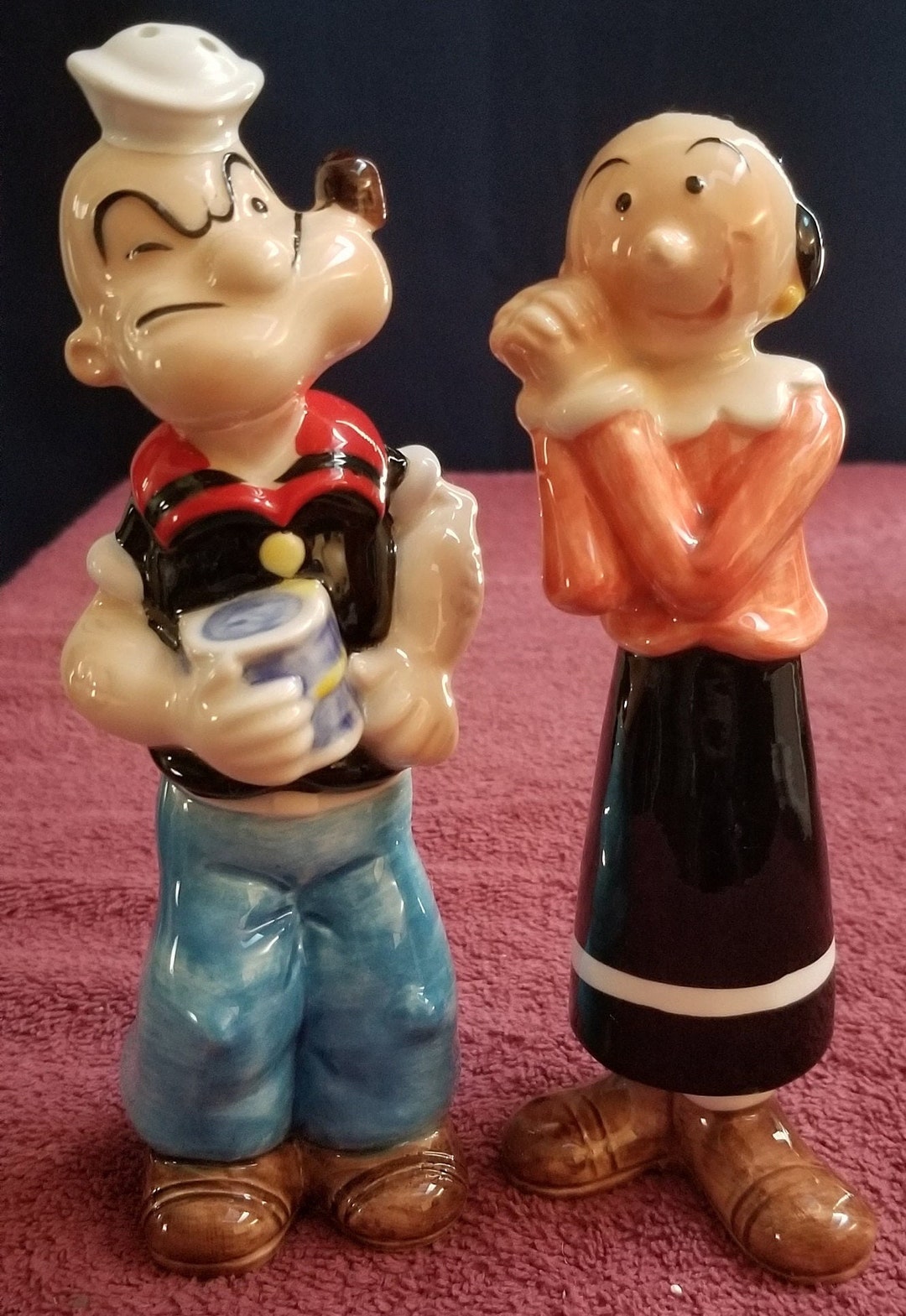 Vintage Vandor Popeye and Friends Salt and Pepper Shakers/toothbrush
