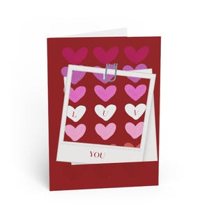 Valentinstag Liebe Postkarte - Romantische Herzen & Polaroid Karte