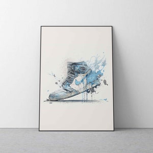 Watercolour Jordan One painting, digital Print, Digital art download shoe, sneaker, art download, sneaker trainer, digital Jordan, sneaker image 1