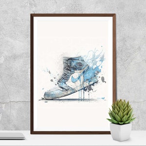 Watercolour Jordan One painting, digital Print, Digital art download shoe, sneaker, art download, sneaker trainer, digital Jordan, sneaker image 10