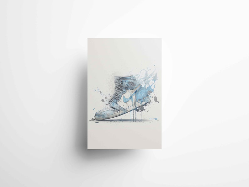 Watercolour Jordan One painting, digital Print, Digital art download shoe, sneaker, art download, sneaker trainer, digital Jordan, sneaker image 7