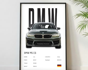 BMW M5 CS Poster | Museum Grade Print| Super Car Print | Car Poster for Home Decor | Wall Decor | Fathersday Gift | Postersroom Decor
