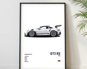 Porsche GT3 RS Poster | Museum Grade Print| Super Car Print | Car Poster for Home Decor | Wall Decor | Fathersday Gift | Postersroom Decor