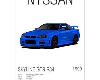Japanese sports car nissan poster mimimalistic modern wallart poster new car poster desing for boys poster nursery car custom poster