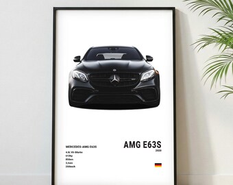 Mercedes AMG E63S Poster |Museum Grade Print| Super Car Print | Car Poster for Home Decor | Wall Decor | Fathersday Gift | Postersroom Decor