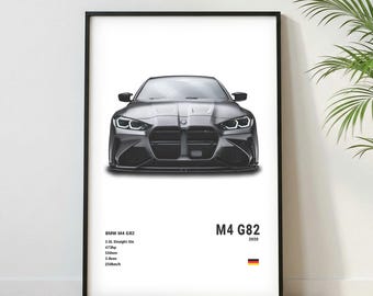 BMW M4 G82 Poster | Museum Grade Print| Super Car Print | Car Poster for Home Decor | Wall Decor | Fathersday Gift | Postersroom Decor
