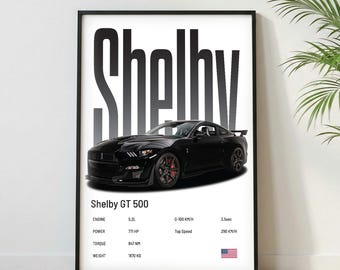 Ford Shelby GT500 Poster |Museum Grade Print| Super Car Print | Car Poster for Home Decor | Wall Decor | Fathersday Gift | Postersroom Decor