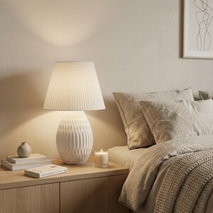 Scandinavian Table Lamp, Minimalist Bedside Lighting, Cozy Bedroom Decor, 3D Printed Polymer image 11