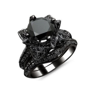 ン 大人気 新品 ノ Diamond Black Ring Black in Black 2.50CT Black Sets, 下着・アンダーウェア