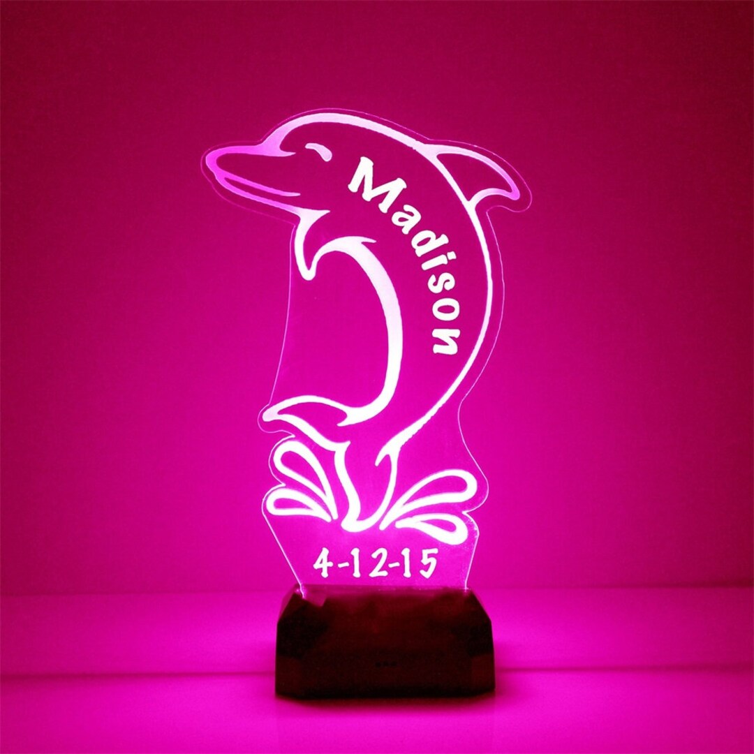 Personalised Dolphin Night Light Animal Night Light Kids Bedroom Decor