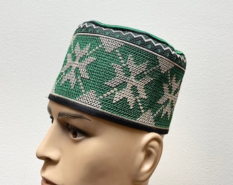 Traditional Cap, Hausa hat, Nigerian Cap, Africa Kufi Hat, Green African Cap, African Fulani Hat Small Size