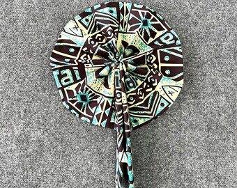 African Kente Fabric Fan African Ankara Kente Fan Wedding Favors of Handmade Kente Cloth Fans, African Print Fabric