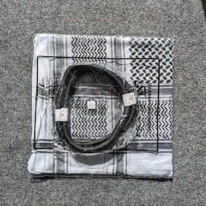 Palestine Style Arafat Scarf Kefiyyeh Shemagh & agal Arab Islamic Wrap  Malaki yashmagh scarf Black/white