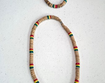 African Light brown Wooden Beads necklace & bracelet