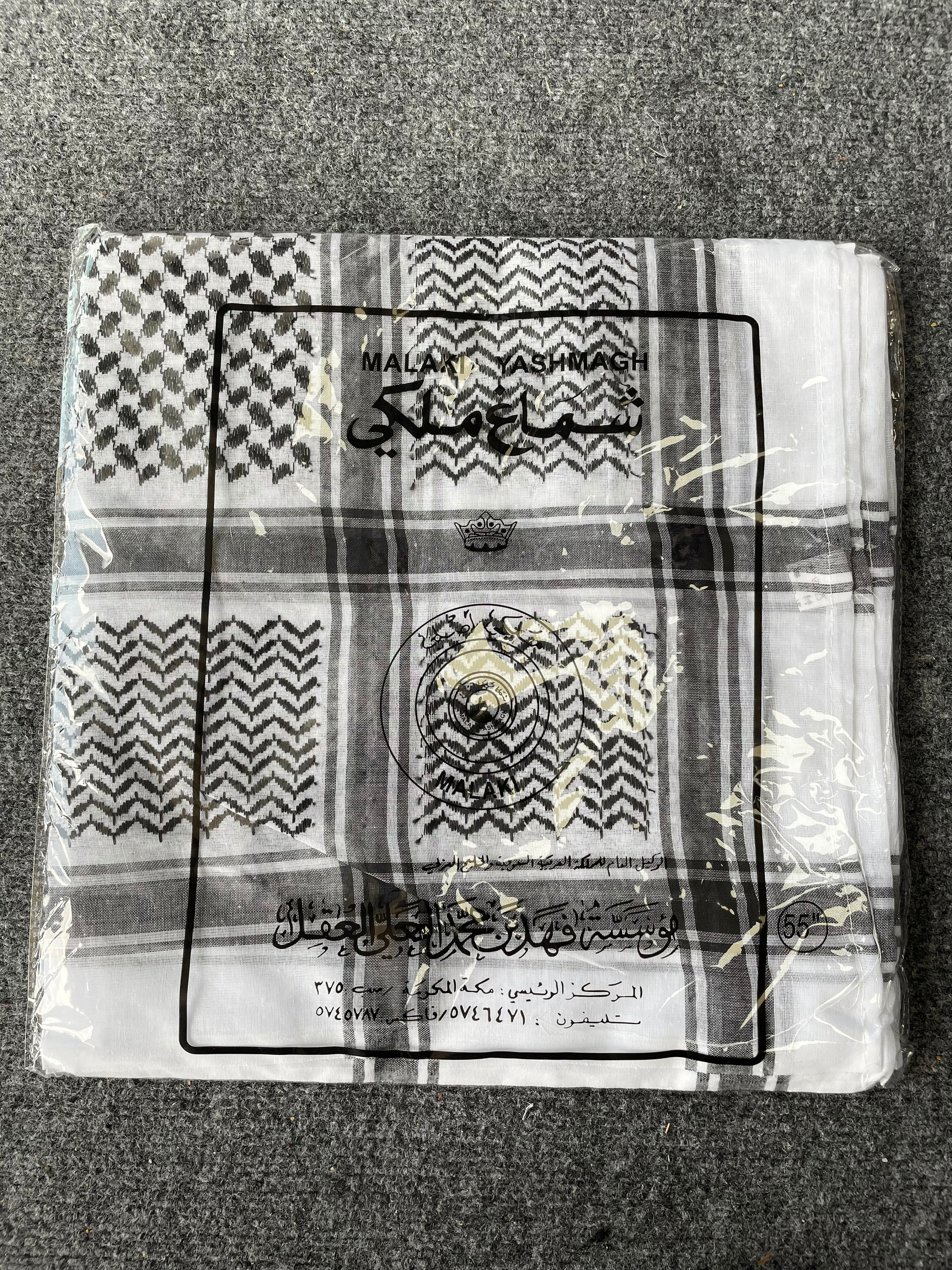 Foulard Shemagh Kufiya Noir Et Blanc - 100% Viscose 100x100 Cm - Style Ethnique & Multifonction